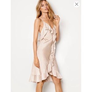 Victoria’s Secret Silk Ruffle Polka Dot Slip Dress